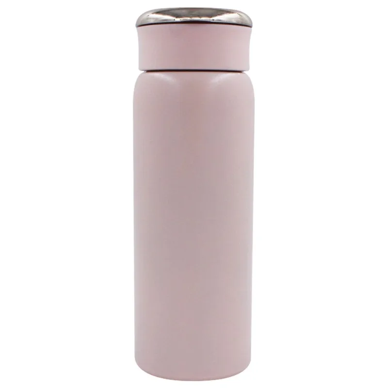 Garrafa Térmica Termômetro C/ Alça 480ml em Aço Inox Golden Rio-Rosa