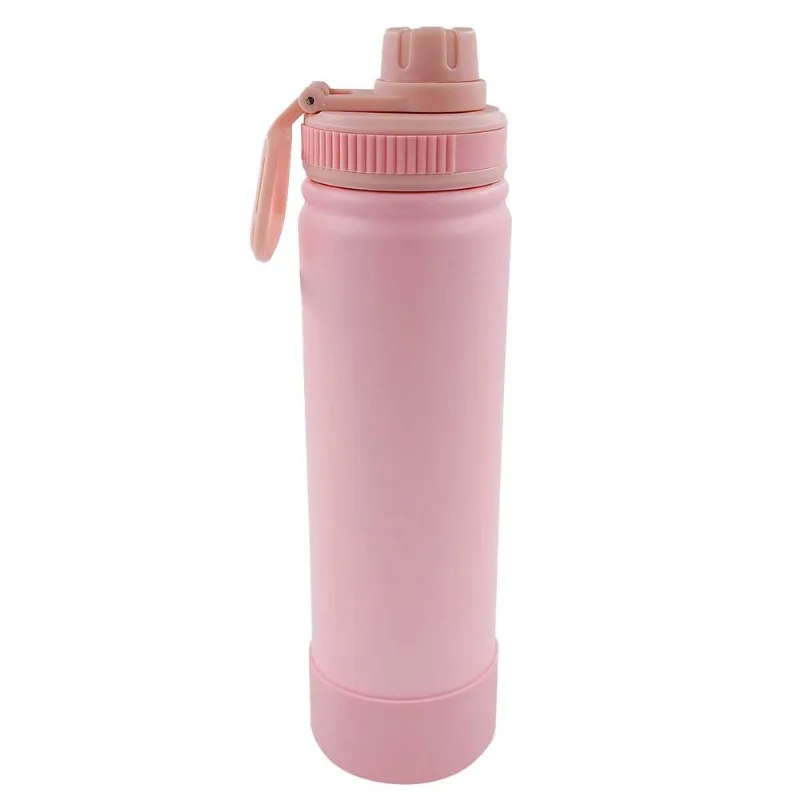 Garrafa Térmica C/ Alça 750ml em Aço Inox Golden Rio-Rosa Claro