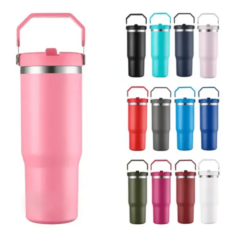 Copo Isotérmico c/ Tampa e Canudo 900ml - Cores Sortidas - Golden Rio