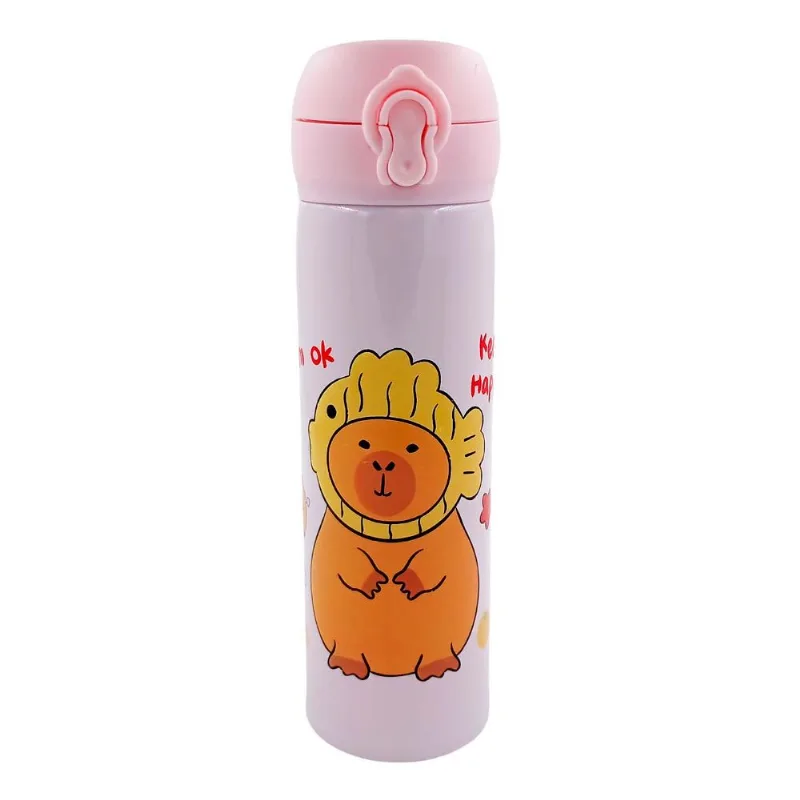 Garrafa Térmica Capivara 500ml em Aço Inox Golden Rio-Rosa