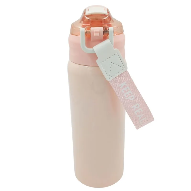 Garrafa Térmica C/ Alça 500ml em Aço Inox Golden Rio-Rosa