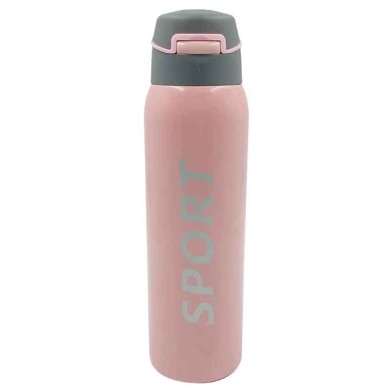 Garrafa Sport C/ Alça 500ml em Inox Golden Rio-Rosa