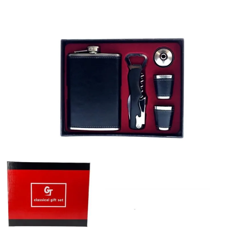 Kit Cantil De Bolso Em Metal 290ml + Copos + Abridor + Acess