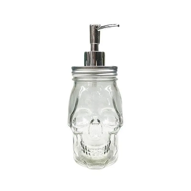 Porta Sabonete Líquido Vidro Formato Caveira 350ml