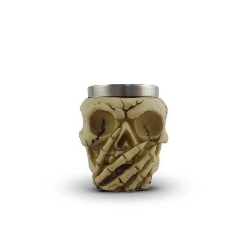 Copo Shot Em Aço Inox Resina Caveira Decorativo 45ml