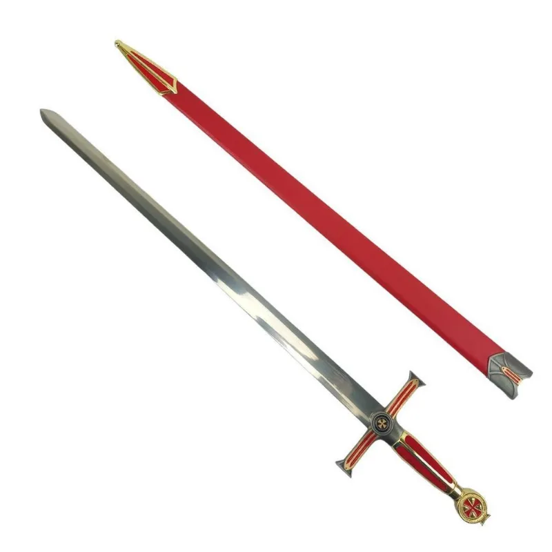 Espada Medieval Cruzadas Templário Cruz De Malta Vermelha