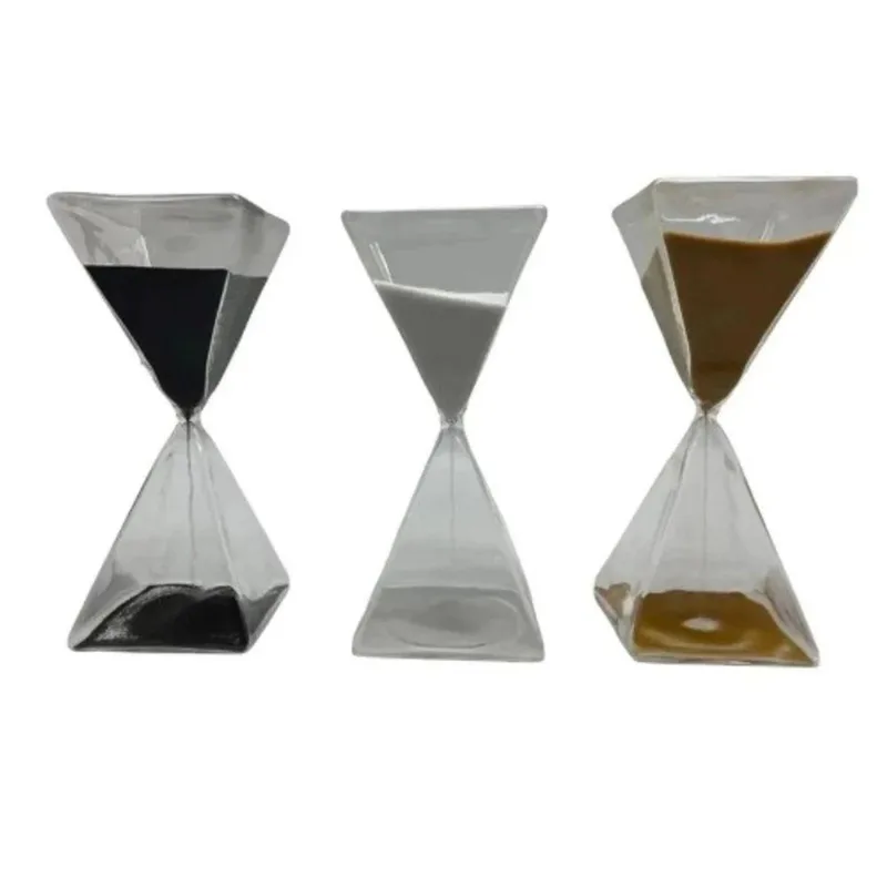 Ampulheta Decorativa com Areia Colorida 19,5 cm com Corpo de Vidro Quadrado Transparente Lextack