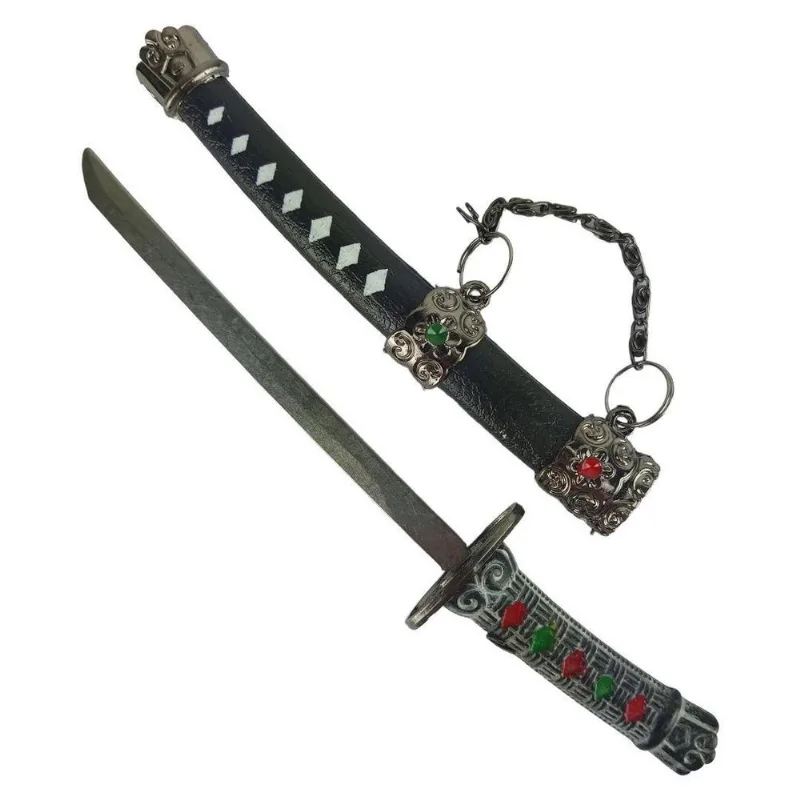 Abridor Carta Mini Katana Preta Enfeite Decorativo Suporte