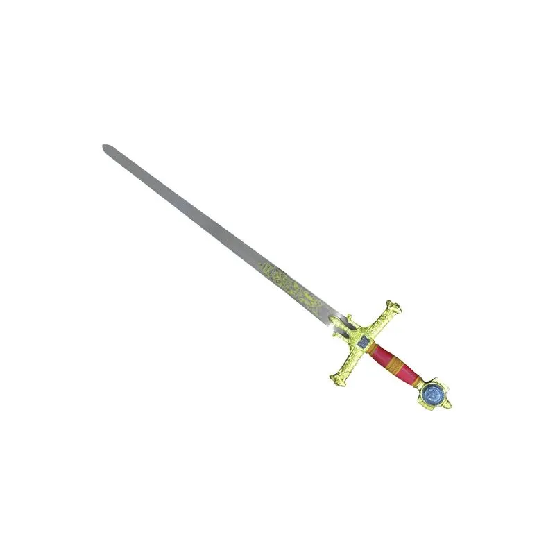Espada Decorativa Rei Salomão Sem Corte em Metal Com Suporte de Madeira 117 cm