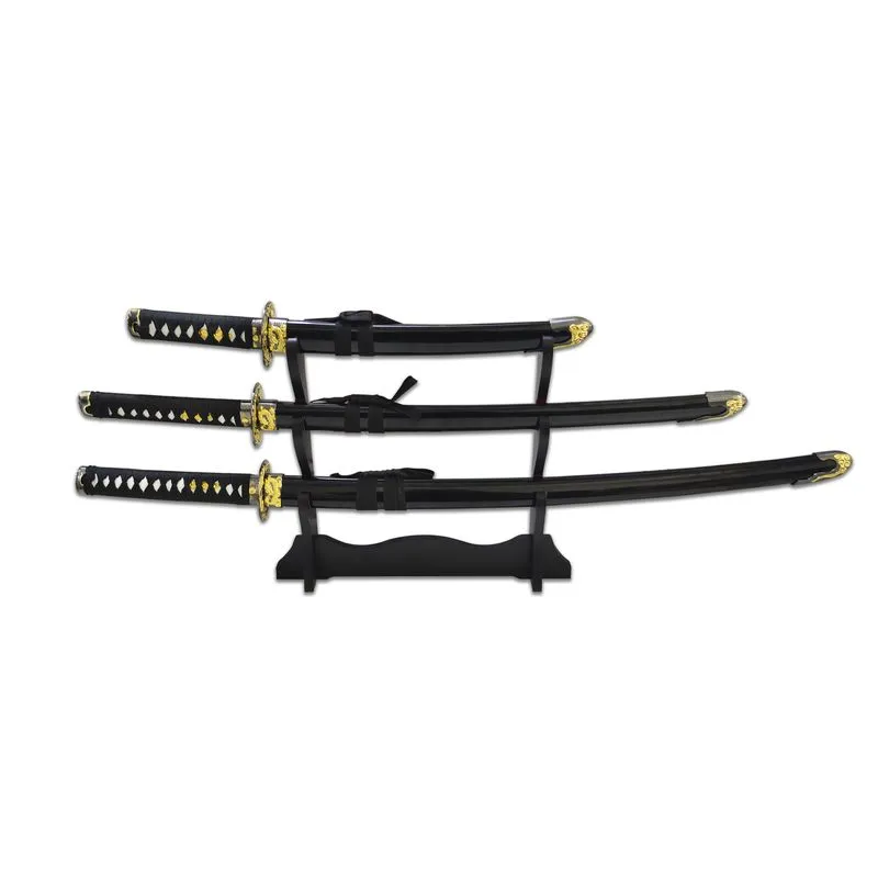 Conjunto de Katanas Samurai Decorativa 3 Pçs
