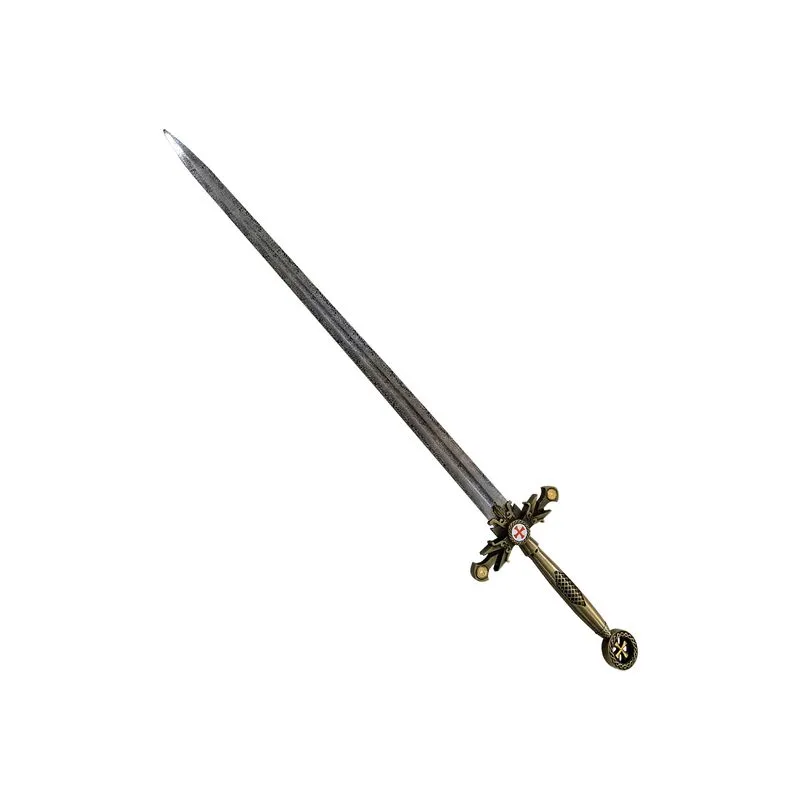 Espada Decorativa em Metal Sem fio Medieval com Suporte de Madeira 120 cm