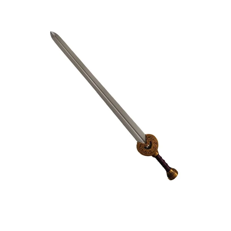 Espada Decorativa em Metal Sem Corte com Suporte de Madeira 97 CM
