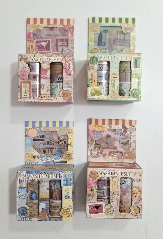 Washi Tape Set 10 Rolos + 4 Adesivos XM-JD3176A