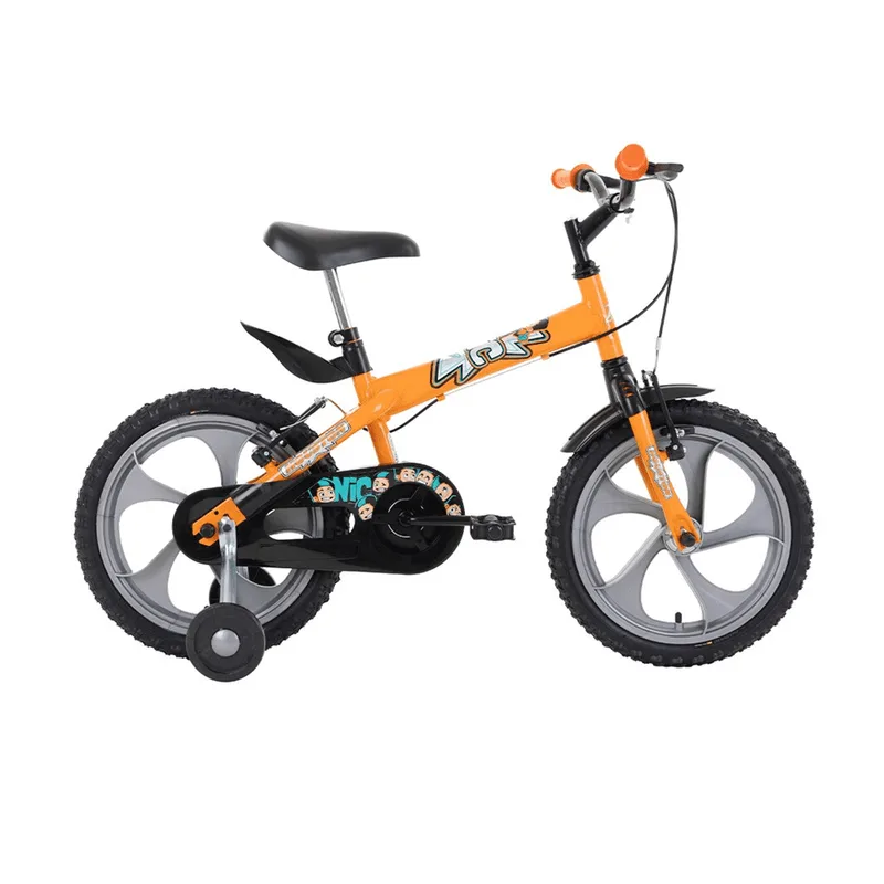 Bicicleta Infantil Houston Nic Aro 16 Laranja com Rodinhas BICICLETA ARO 16 HOUSTON NIC LAR/VER