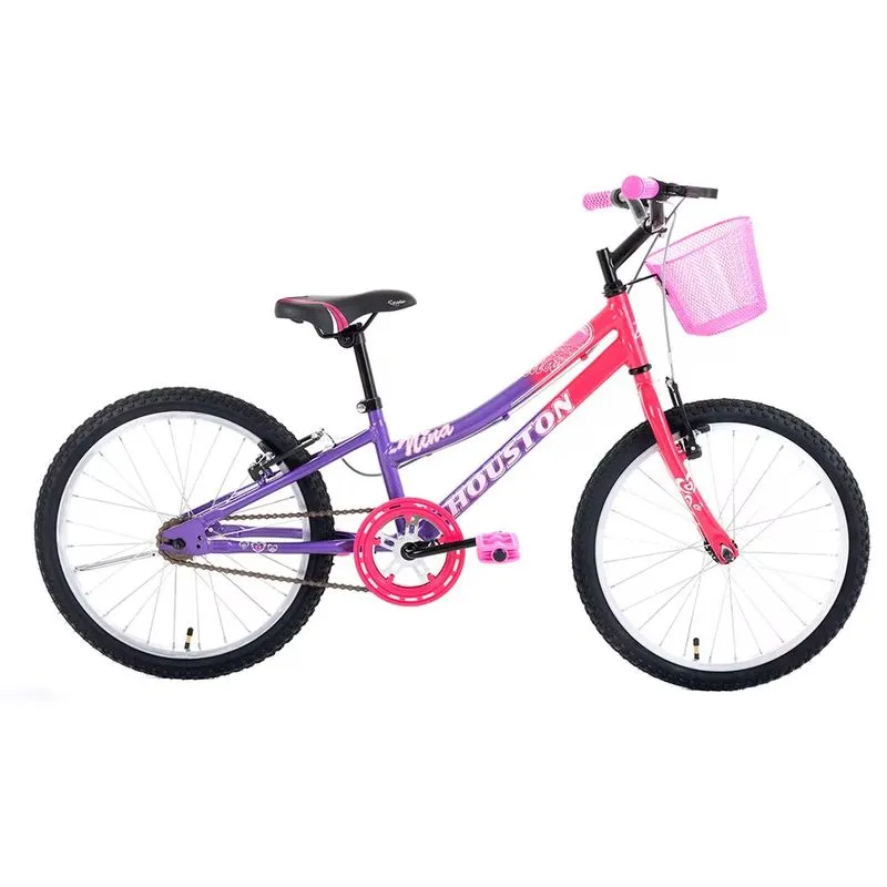 Bicicleta Aro 20 Houston Nina Rosa/Roxo com Cesta