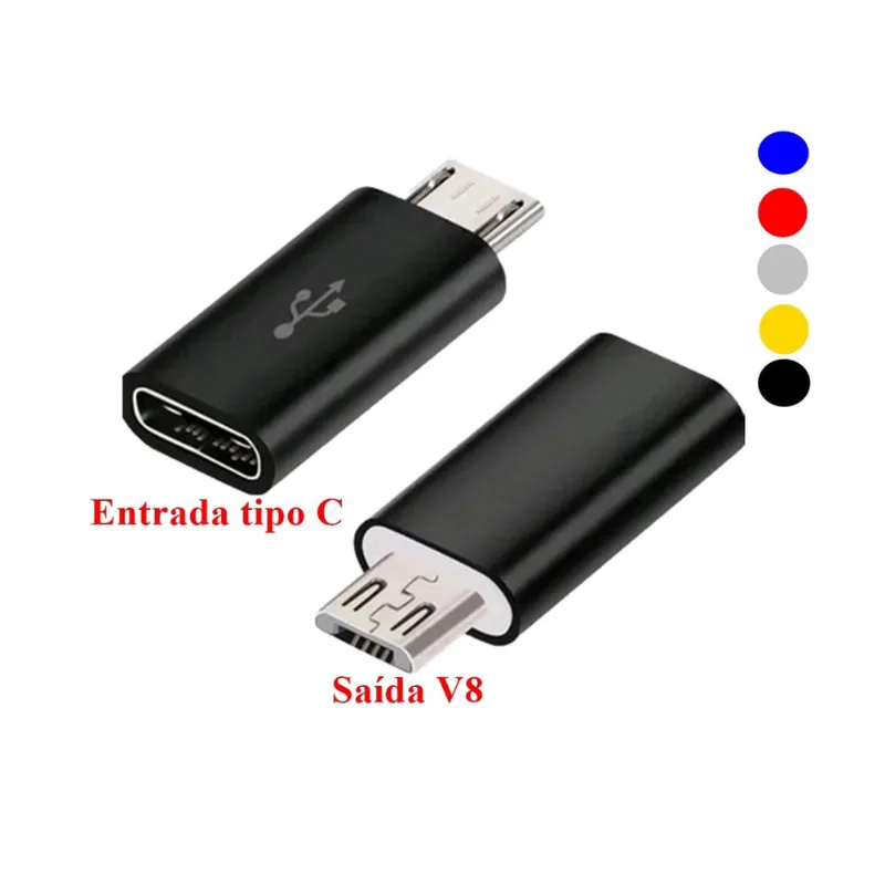 Adaptador De Celular Android USB Tipo C Femea Para Micro Usb V8 Macho