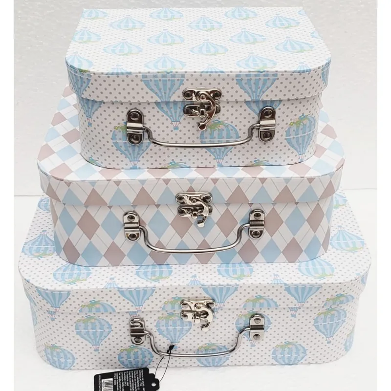 Trio De Maletas De Papel Balões