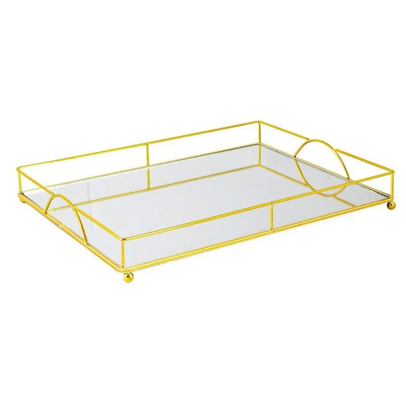 Bandeja Basic Espelhada Retangular Peq. - Dourado