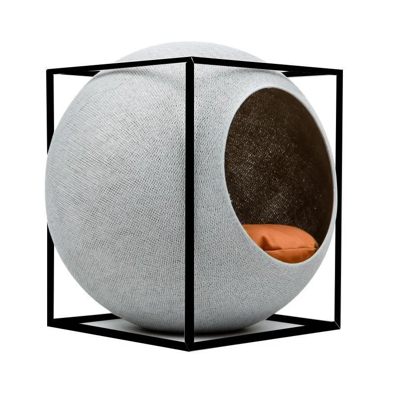 Casa Para Pet Pequeno Porte Okatoka Cinza Claro Cubo Preto
