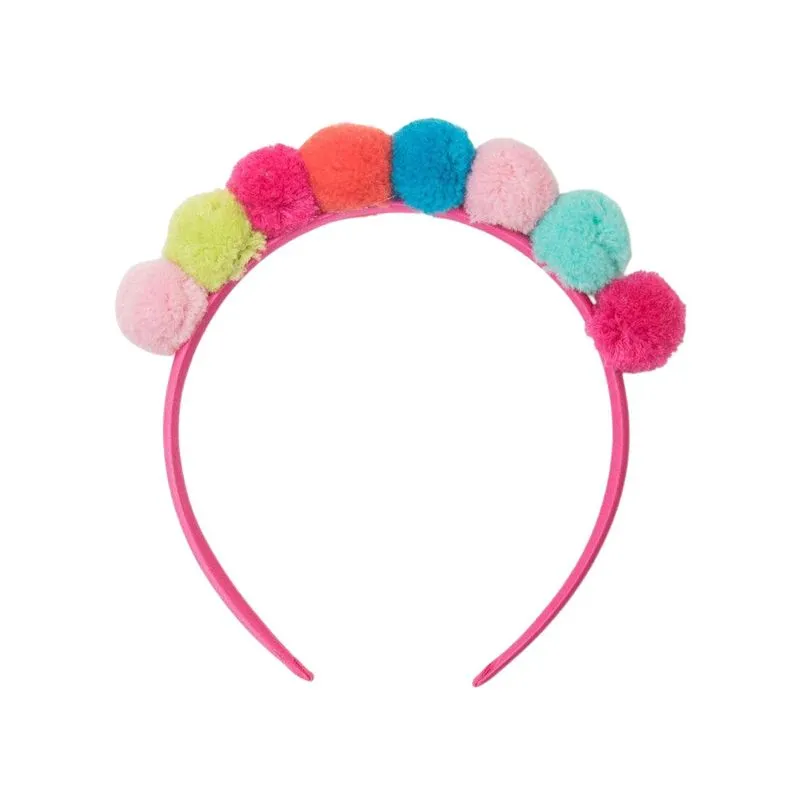 Tiara Arco Infantil Pompom Cor Pink