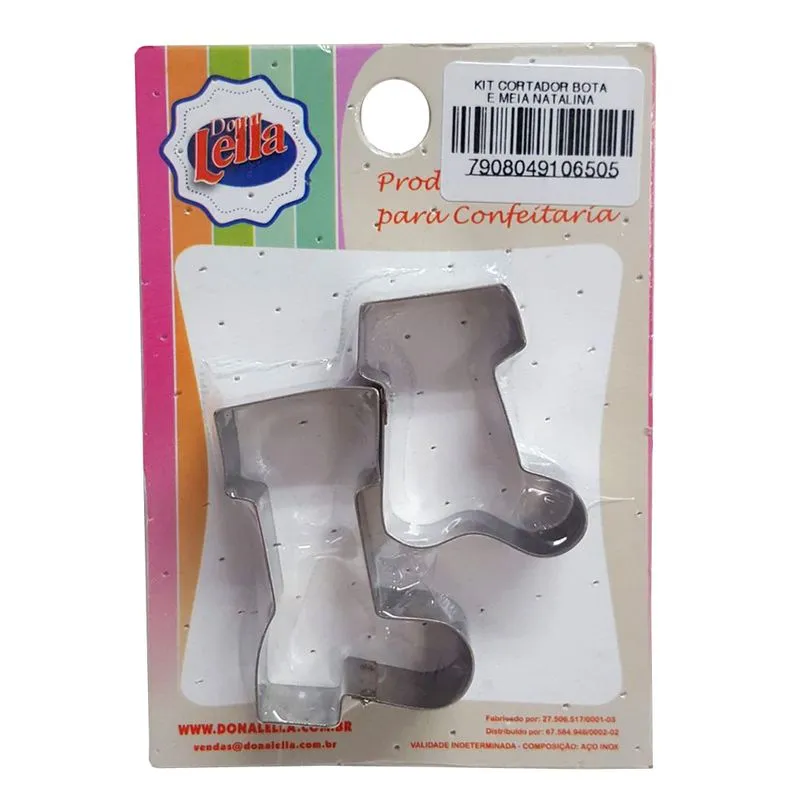 Cortador Inox Kit Bota e Meia Natal - Dona Lella