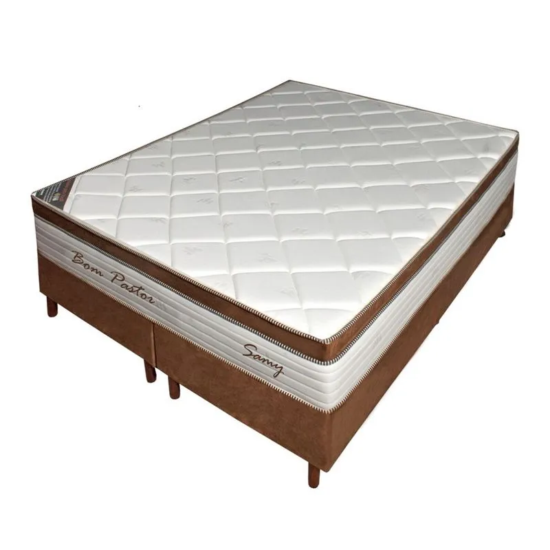 Conjunto Box + colchão Casal BP Samy Pocket King Size com molas ensacadas com EPS - 193x203