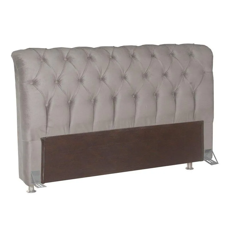 Cabeceira para Cama Box Queen Bom Pastor Sofistic Estofada Veludo Luxo Creme