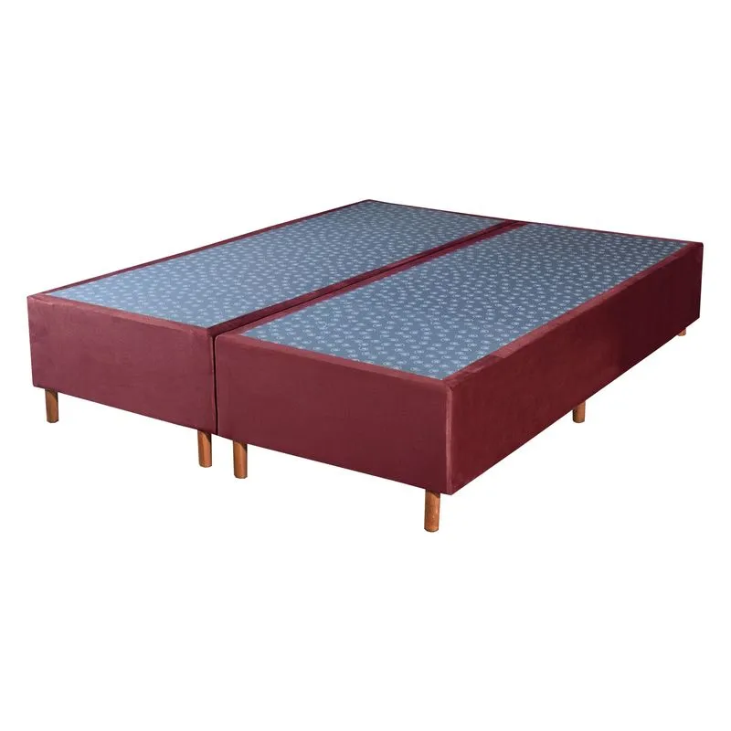 Cama Box Base King 193x203x30 Bom Pastor Veludo Vinho Cama Box Base King Bom Pastor Veludo Vinho 193x203x30