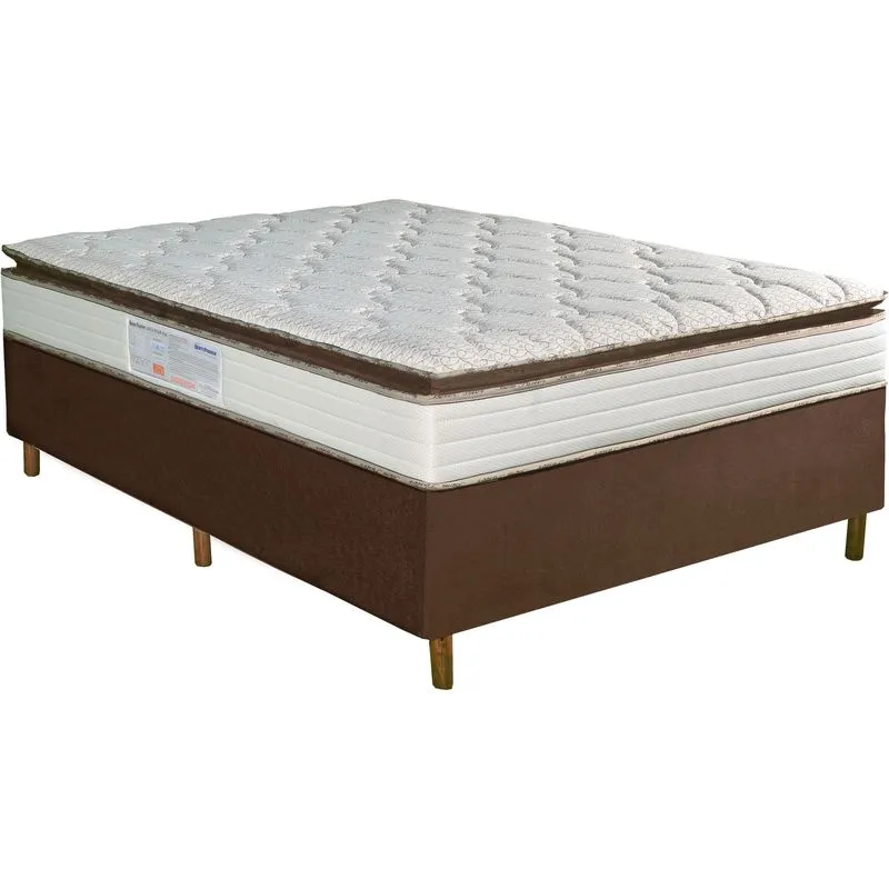 Conjunto Box Casal Bom Pastor + Colchão Gold Star 138x188x54cm Branco e Marrom
