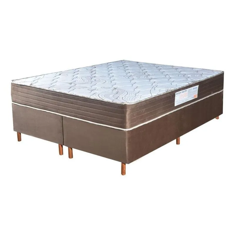 Colchão Queen Espuma D33 Bristol com Base Marrom Bom Pastor Móveis