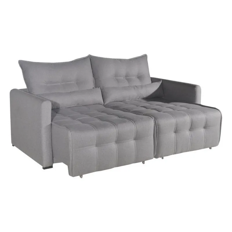 Sofá Cama Innova 4 Lugares Retrátil 215cm Cinza Linho