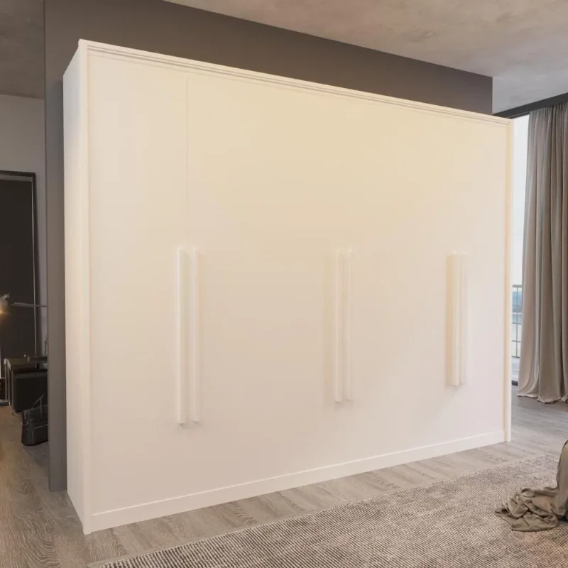 Guarda Roupa Casal Monza 6 Portas de Bater 6 Gavetas MDF Branco Bom Pastor Móveis 274CM