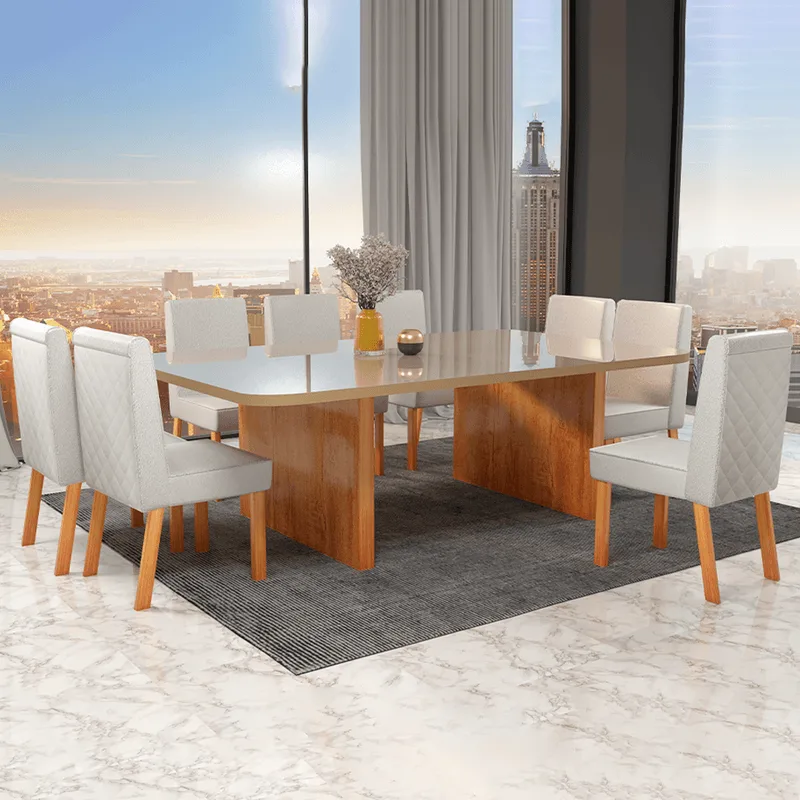Jogo de Mesa 8 Cadeiras Premium Bom Pastor Rimini 220x110cm Rimini
