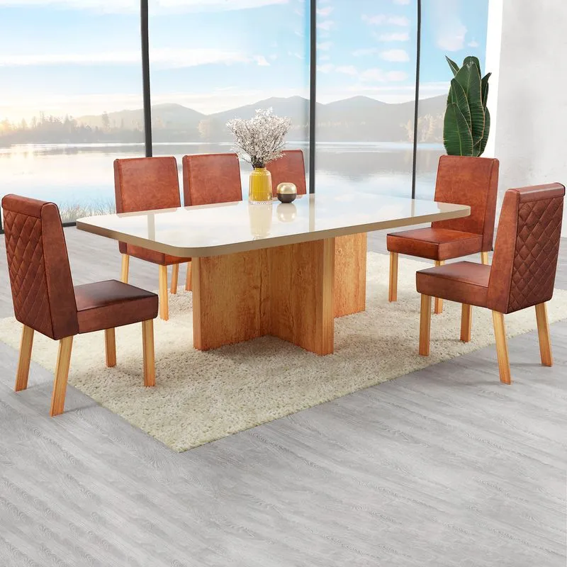 Jogo de Mesa 6 Cadeiras Parma Bom Pastor Rimini 180x90cm 9103