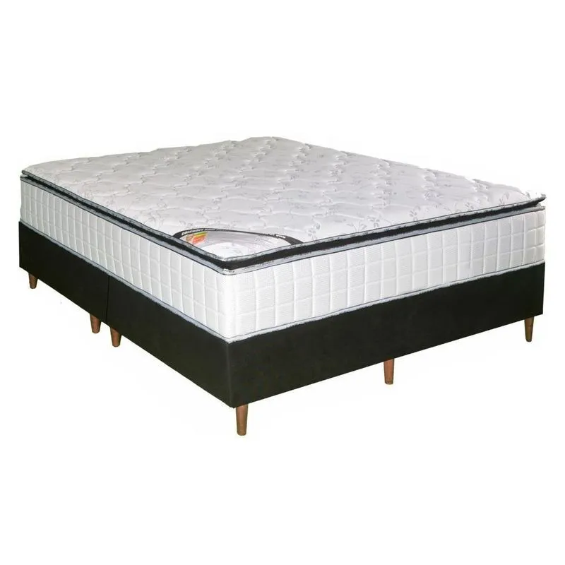 Cama Box Com Colchão Queen Miami Pillow Top Molas Ensacadas Branco Bom Pastor