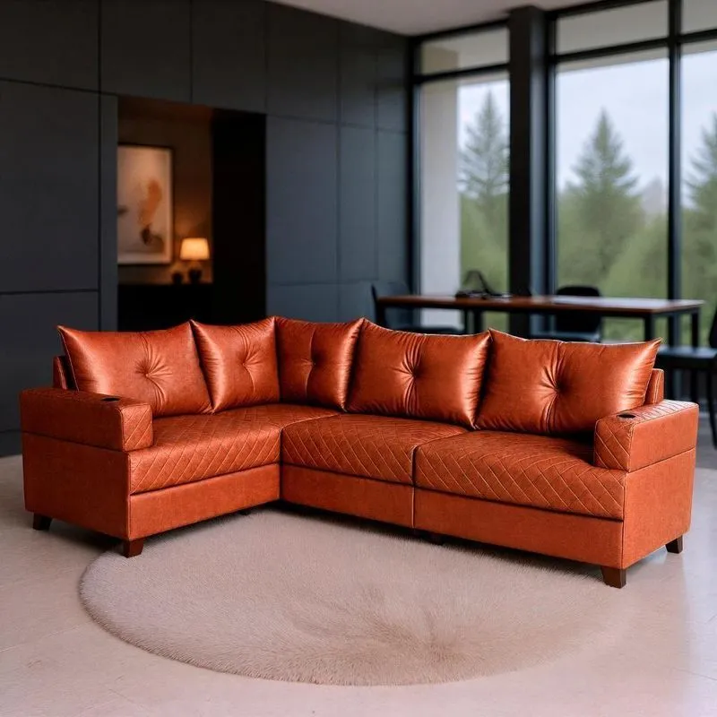Sofá Essenza Gold 4 Lugares Reclinável Com Chaise 434cm Terracota Veludo Bom Pastor Móveis