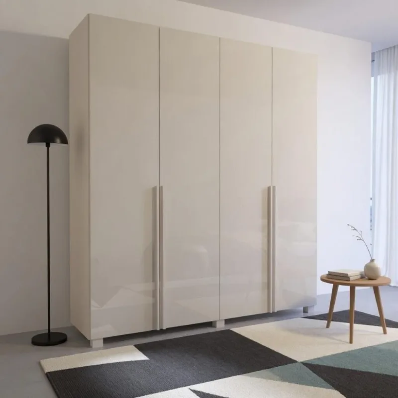 Guarda Roupa Solteiro BP 01 4 Portas de Bater 3 Gavetas MDF Bege
