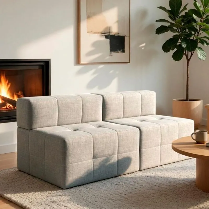 Sofá Modular Bello 2 Lugares 170cm Cinza Linho Bom Pastor Móveis