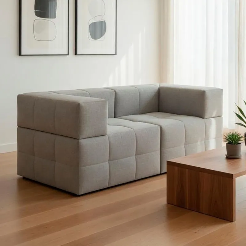 Sofá Modular Platinum 2 Lugares Cinza Linho Bom Pastor Móveis