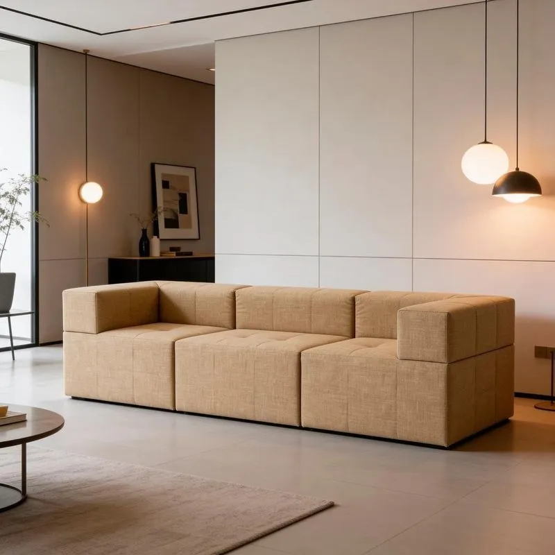 Sofá Modular Silver 3 Lugares 255cm Bege Linho Bom Pastor