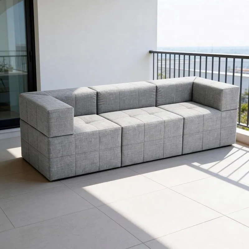 Sofá Modular Silver 3 Lugares 255cm Cinza Linho Bom Pastor Móveis