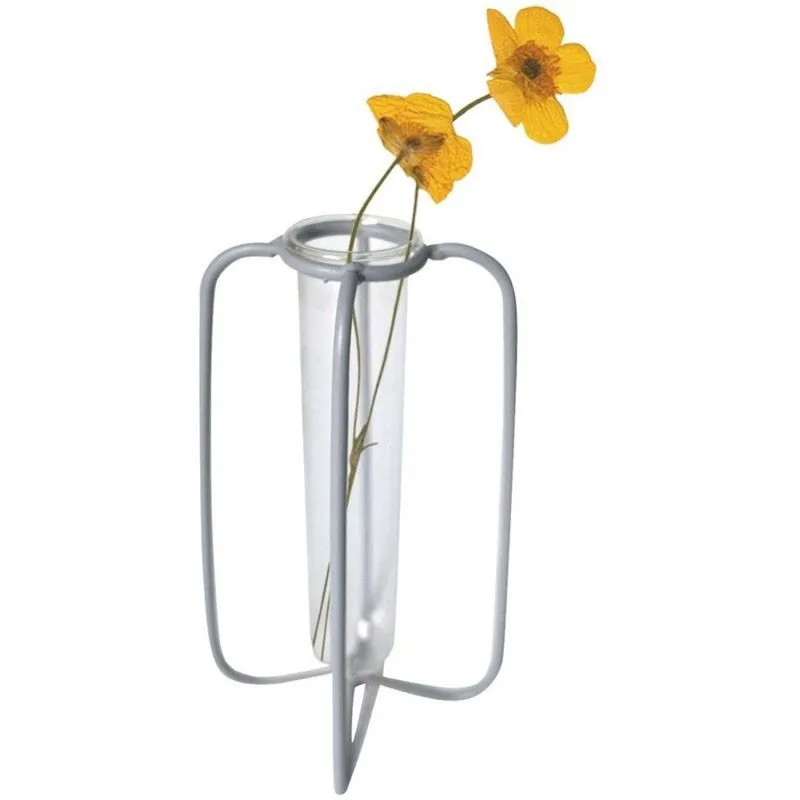 Vaso de Vidro e Metal Aramado 9cm x 9cm x 28,5cm Urban Cinza
