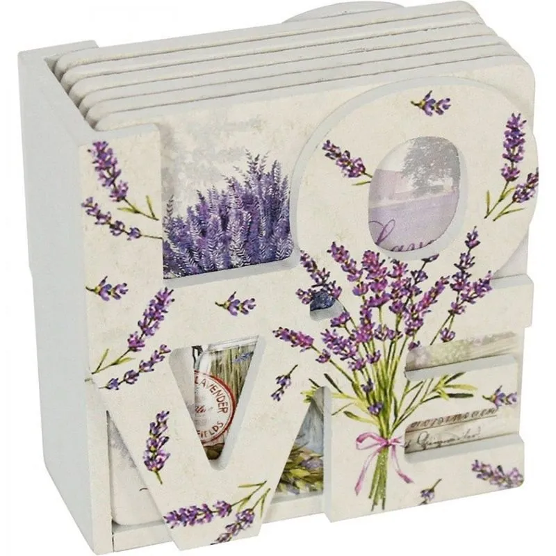 Conjunto de Porta Copo com Suporte em Mdf Laveder Roxo Urban Roxo