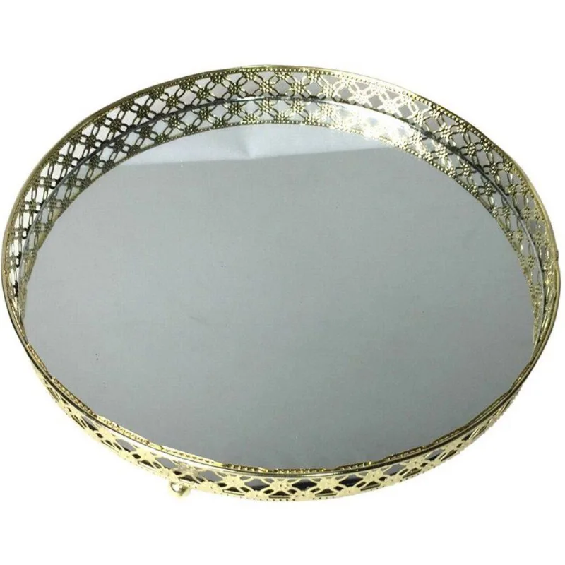 Bandeja de Metal Espelhada Dourada - Grande