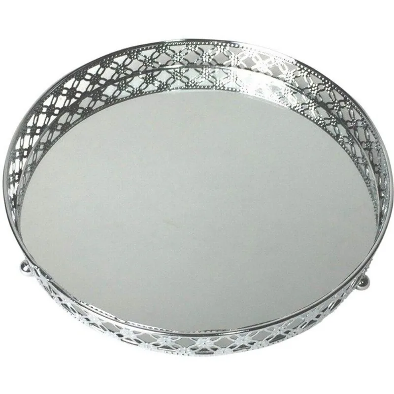 Bandeja de Metal Espelhada Prata - Pequena