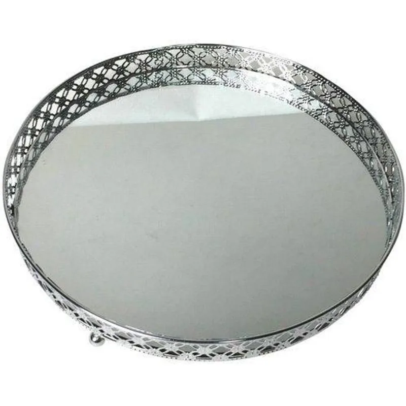 Bandeja de Metal Espelhada Prata - Grande