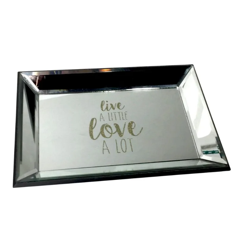Bandeja de Vidro Espelhado - Glitter Love Dourada