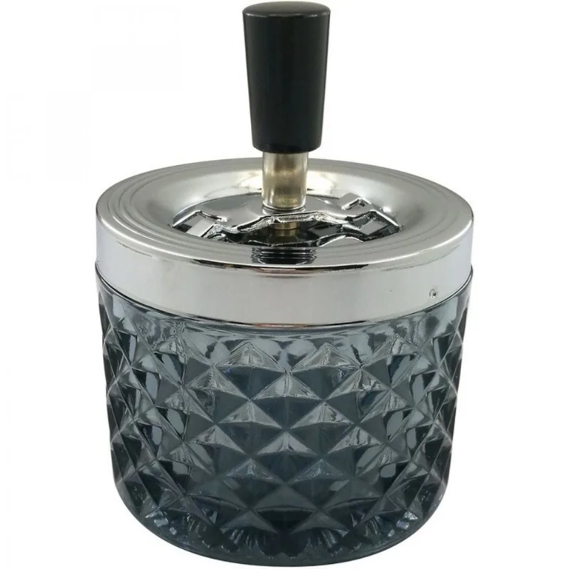Cinzeiro Ornamental Vidro Losangos 13cmx10cmx10cm Cinza