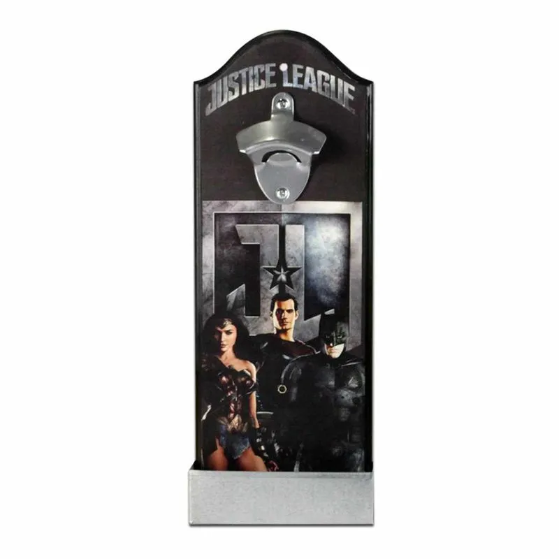 Abridor Garrafa Madeira Movie Justice League Preto Onyx