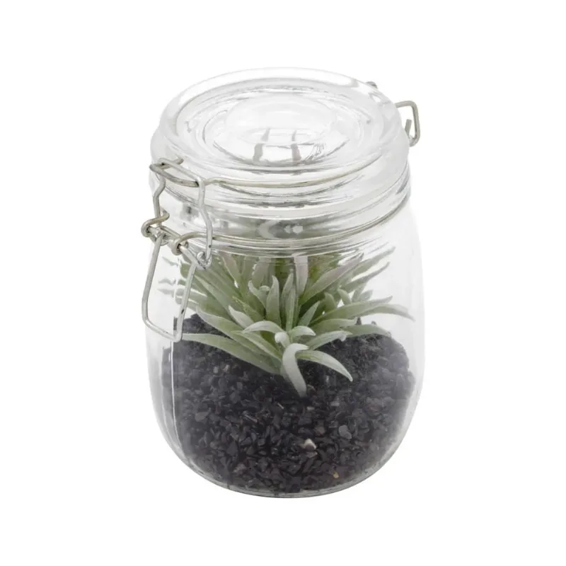 Vaso Vidro Plástico Aloe Cactus Verde 13,08X10,16X13,97cm